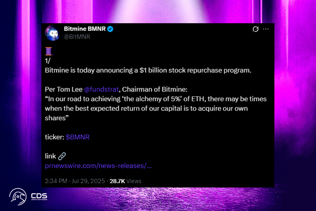 Cesur BitMine Hamlesi: Hisse Geri Alımı, ETH Varlıkları Üzerinde Spekülasyonları Ateşledi 1 Cesur BitMine Hamlesi: ETH Boğaları İçin Anlamı Nedir?