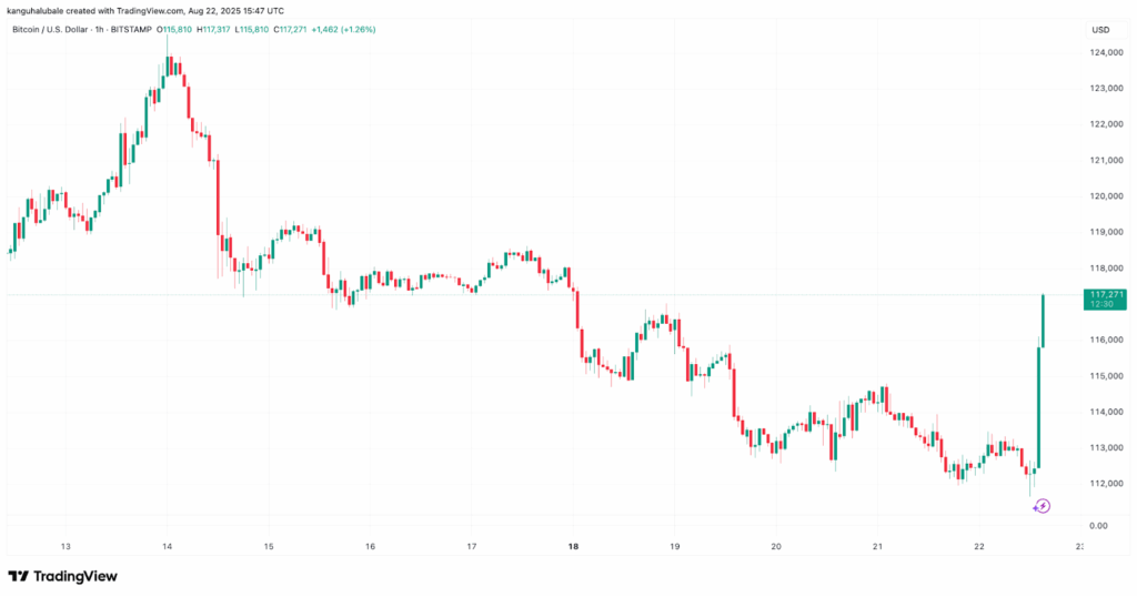 Bitcoin Powell'ın Jackson Hole Konuşması Sonrası 117 Bin Doları Aştı