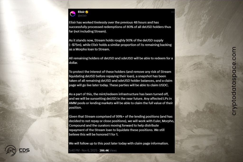 DeFi Krizi Derinleşiyor: Büyük Kayıpların Ardından Elixir deUSD Stablecoin Desteğini Durdurdu