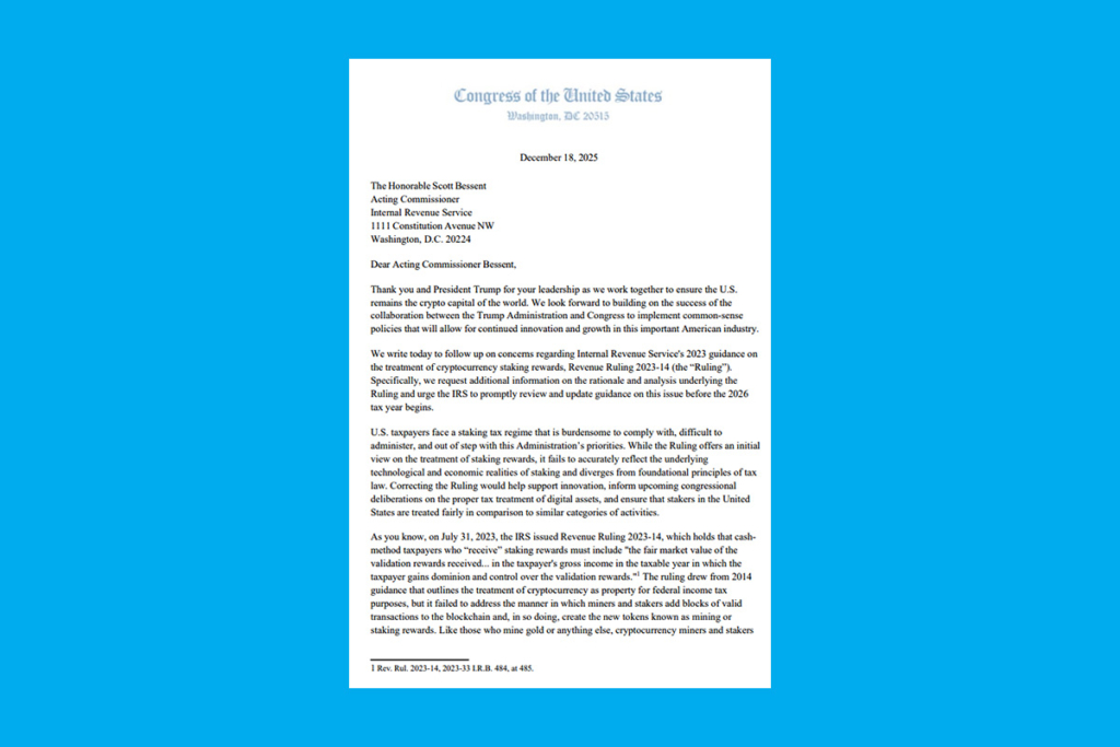 Kripto Staking Vergileri Mercek Altında: ABD Temsilciler Meclisi 2026 Öncesi IRS’e Baskı Yapıyor