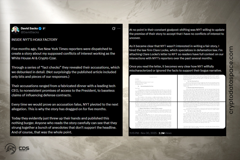 Sacks NYT’ye Sert Çıktı: Haberi “Hiçbir Şey İfade Etmeyen Bir Saçmalık” Olarak Nitelendirdi
